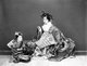 Japan: Studio portrait of an oiran or courtesan with her little kamuro attendant. Japanese photographer Ueno Hikoma (1838-1904) c. 1880s